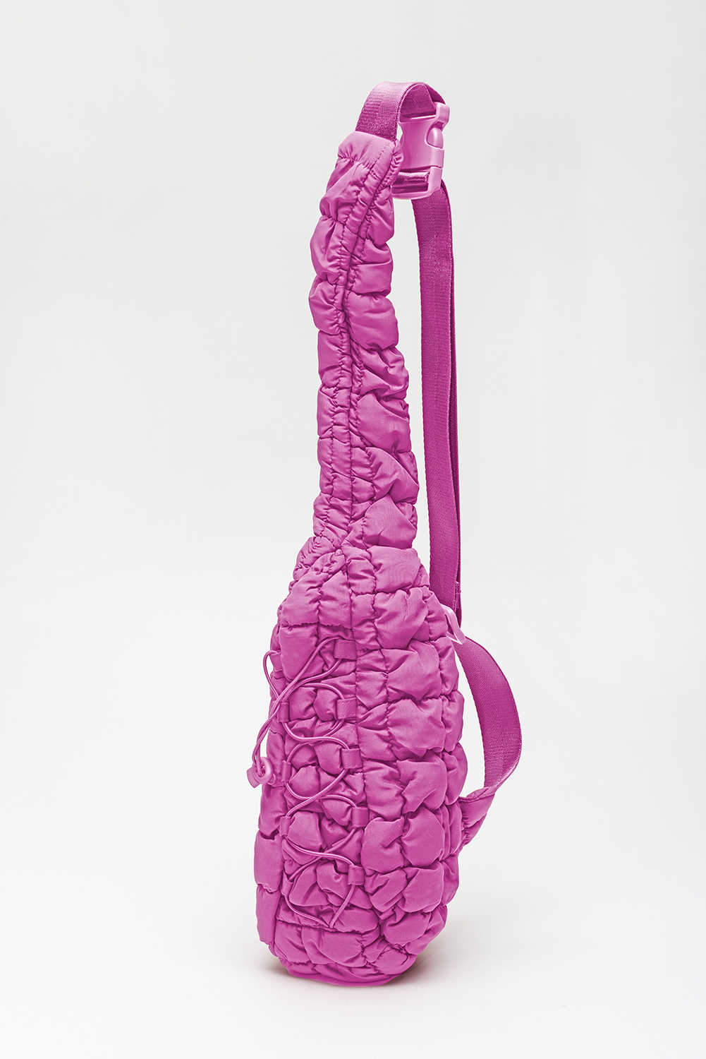 Bright Pink Marshmallow Quilted Drawstring Decor Sling Bag