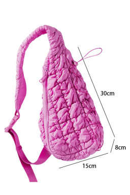 Bright Pink Marshmallow Quilted Drawstring Decor Sling Bag