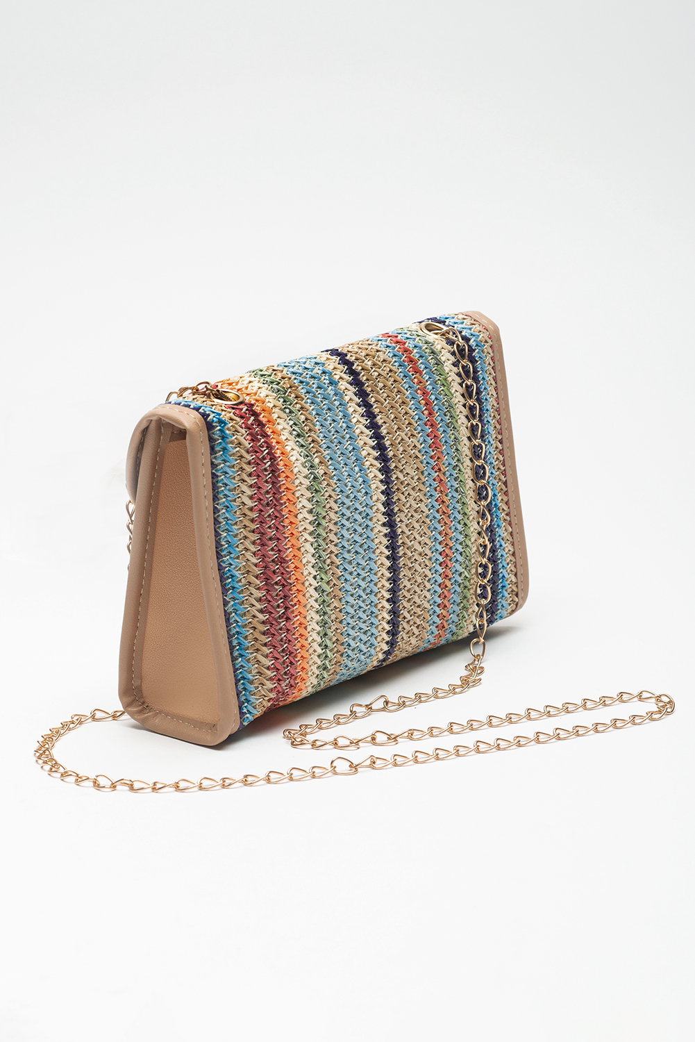 Iceland Blue Striped Crochet Flapped Single Shoulder Bag