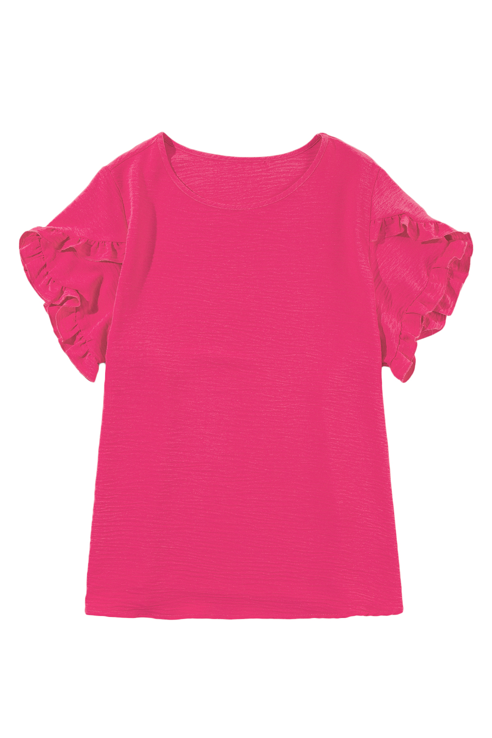 Plus Size Bright Pink Ruffled Short Sleeve  Top