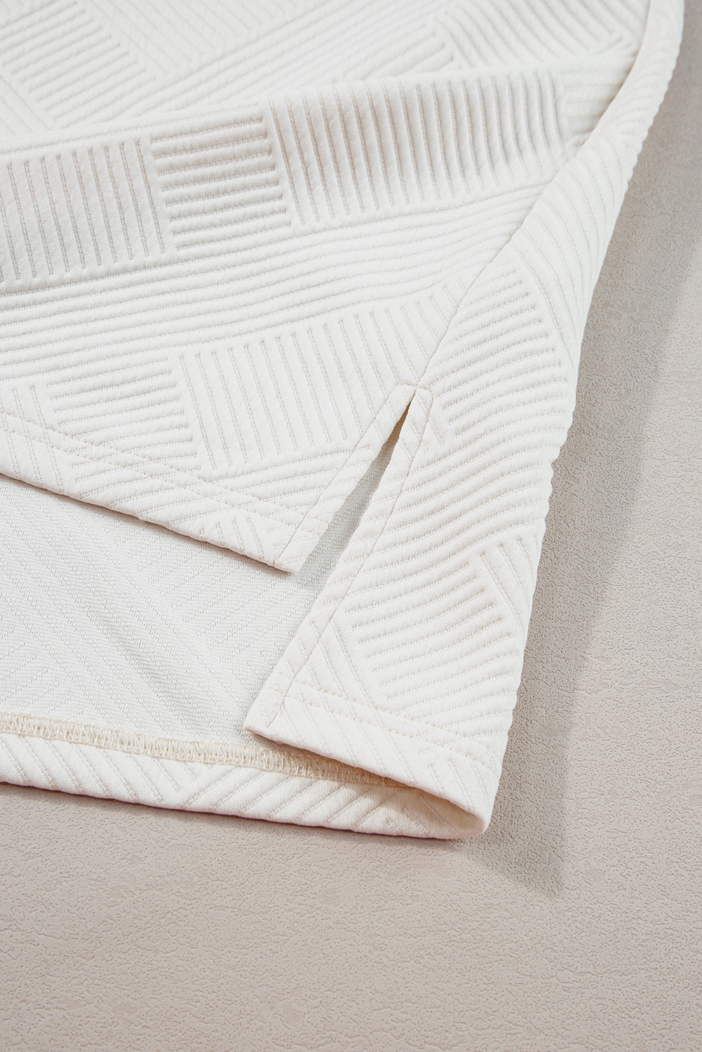 Plus Size Beige  Textured Collared Top and Pants Set