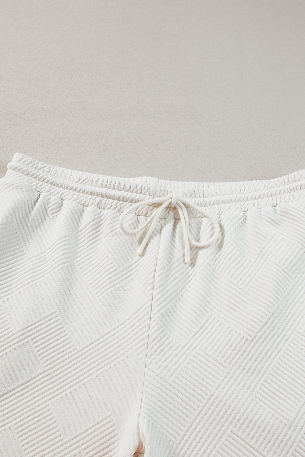 Plus Size Beige  Textured Collared Top and Pants Set