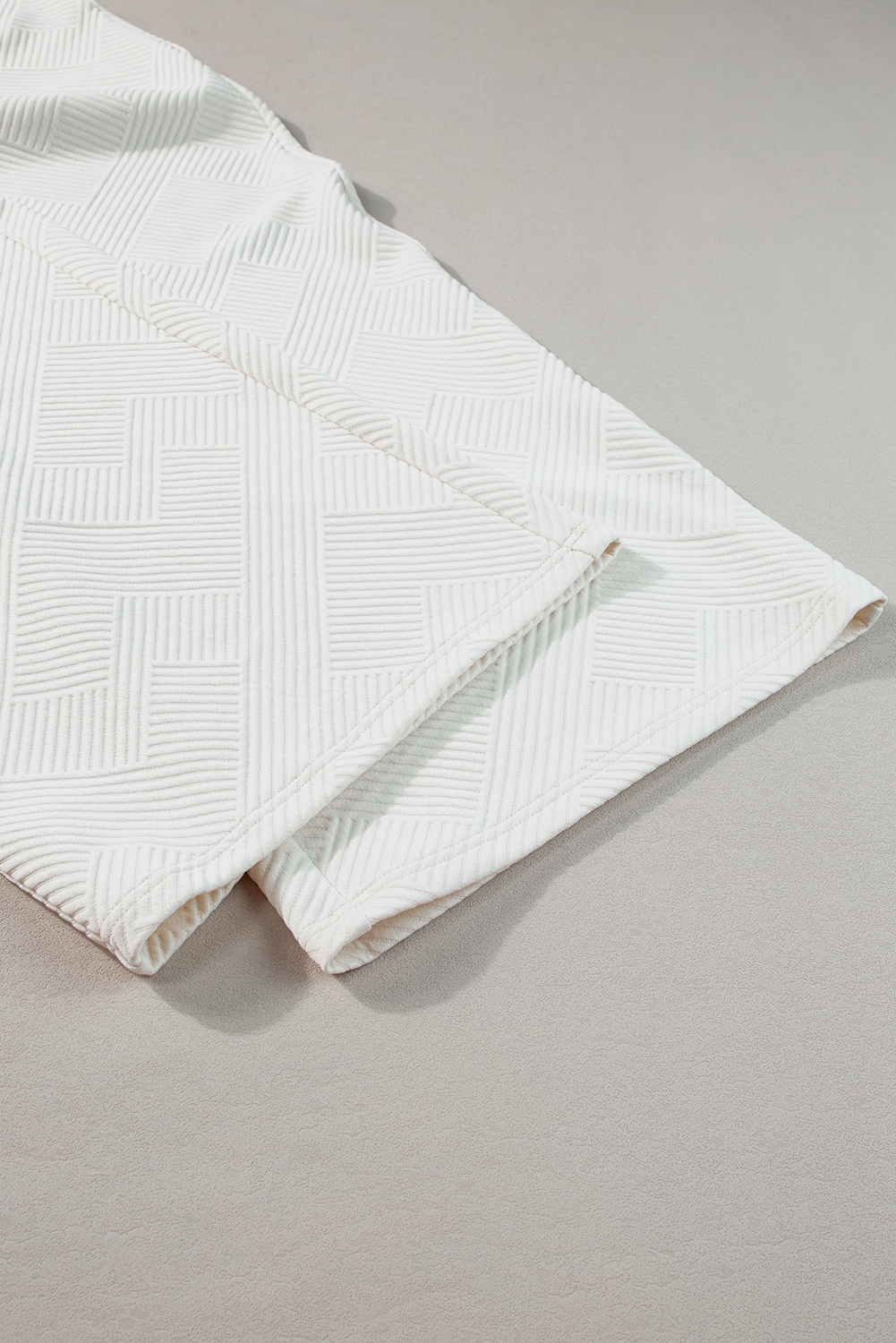 Plus Size Beige  Textured Collared Top and Pants Set