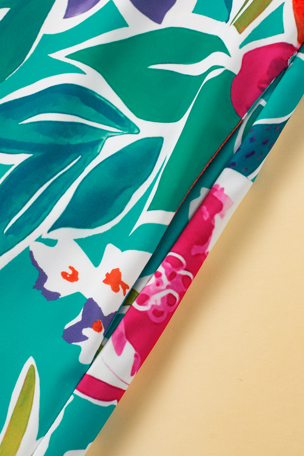 Plus Size Sky Blue  Floral Print Puff Sleeve Tie Neck Babydoll Dress