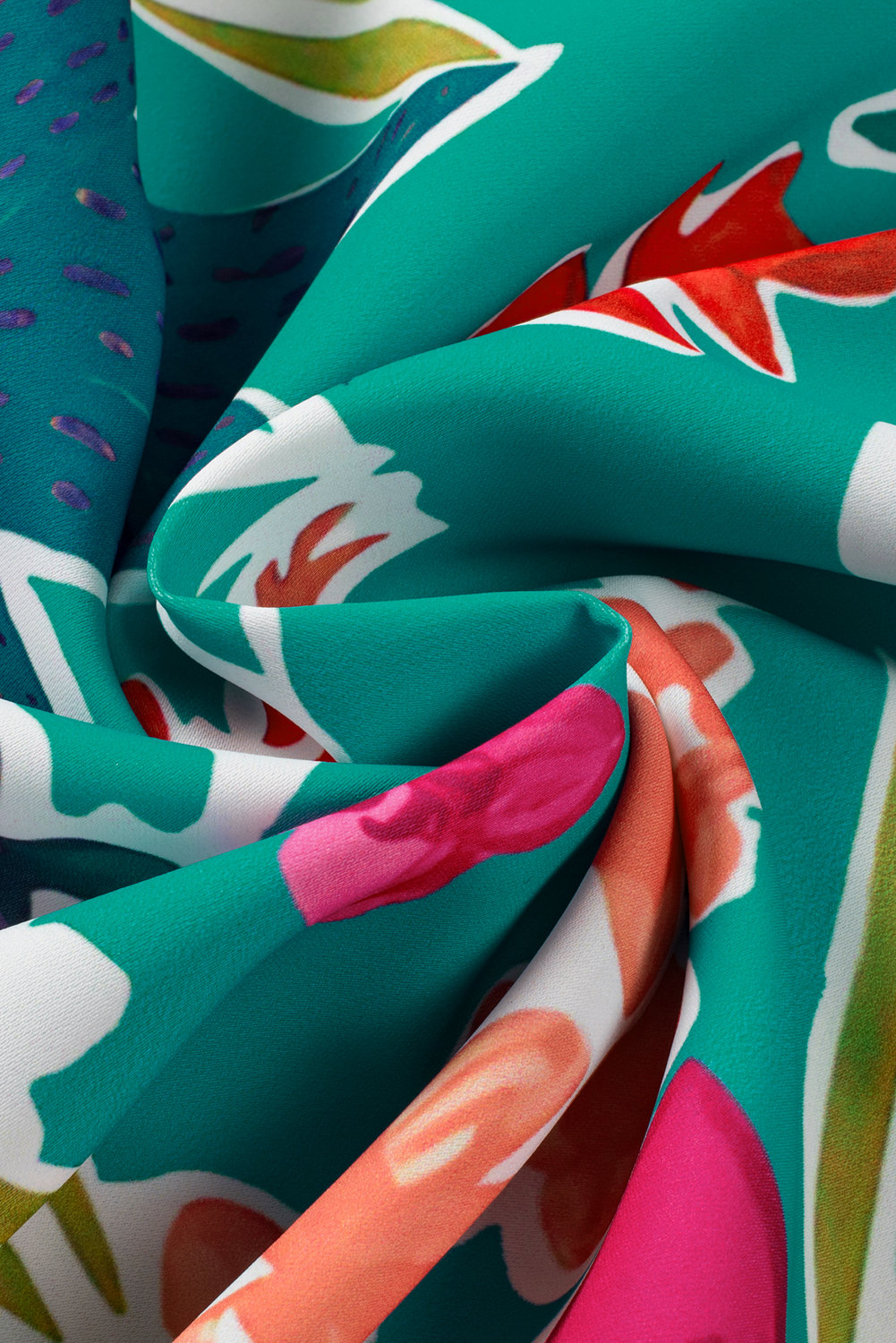 Plus Size Sky Blue  Floral Print Puff Sleeve Tie Neck Babydoll Dress