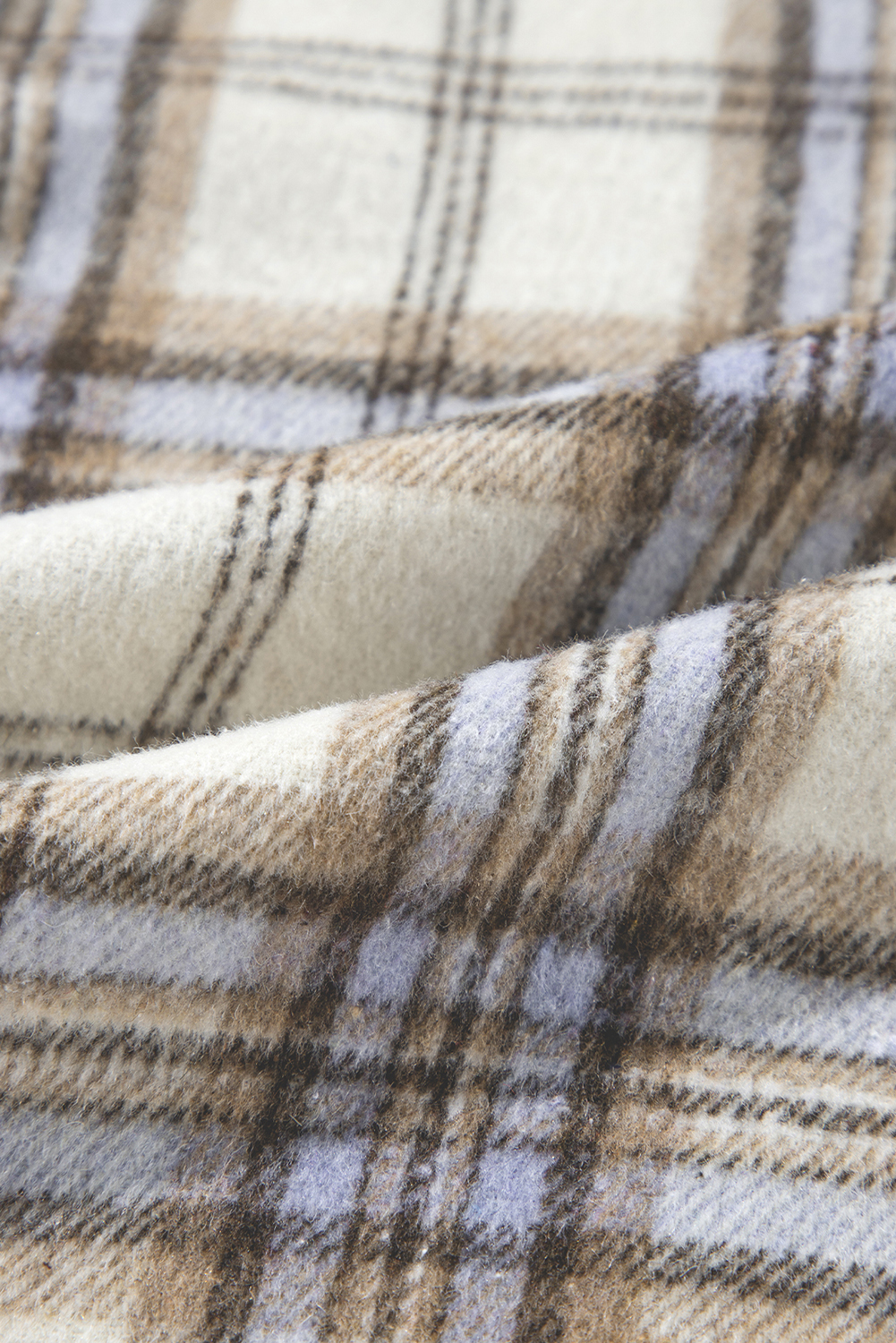 Plus Size White Plaid Print Tunic  Shacket with Slits