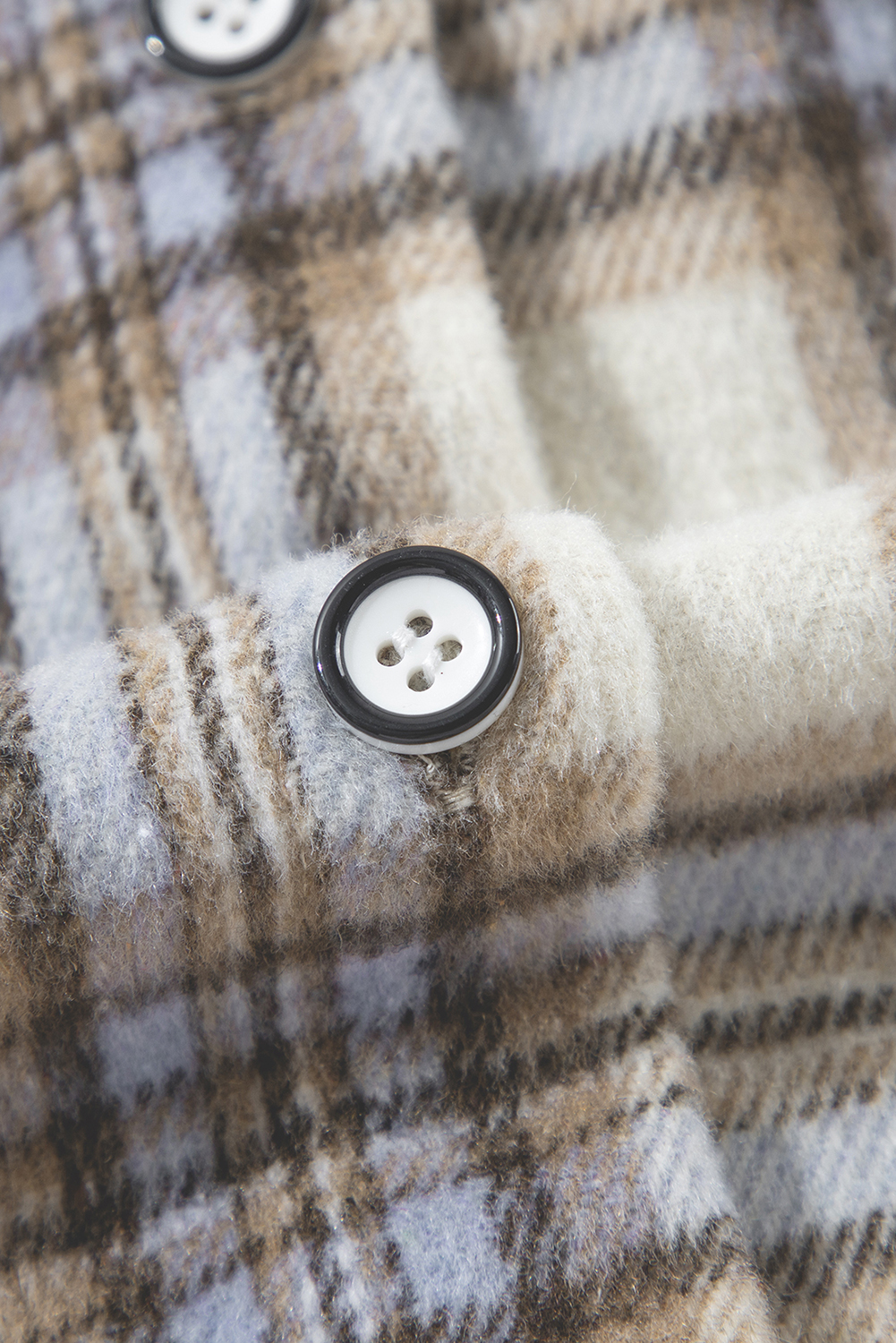 Plus Size White Plaid Print Tunic  Shacket with Slits