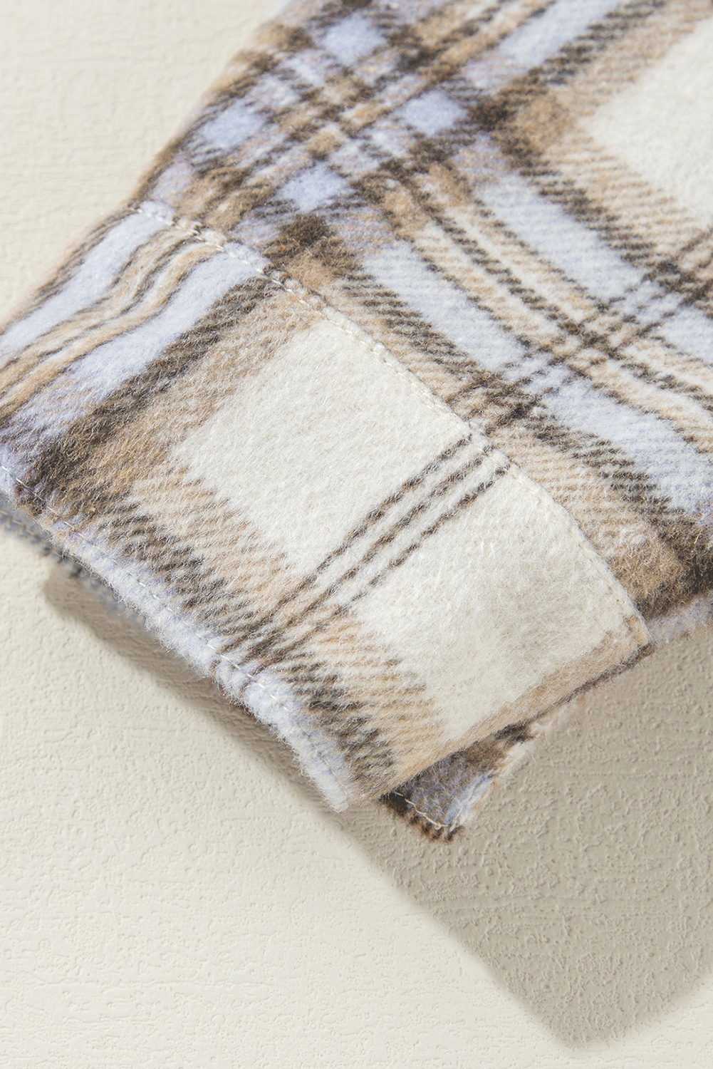 Plus Size White Plaid Print Tunic  Shacket with Slits