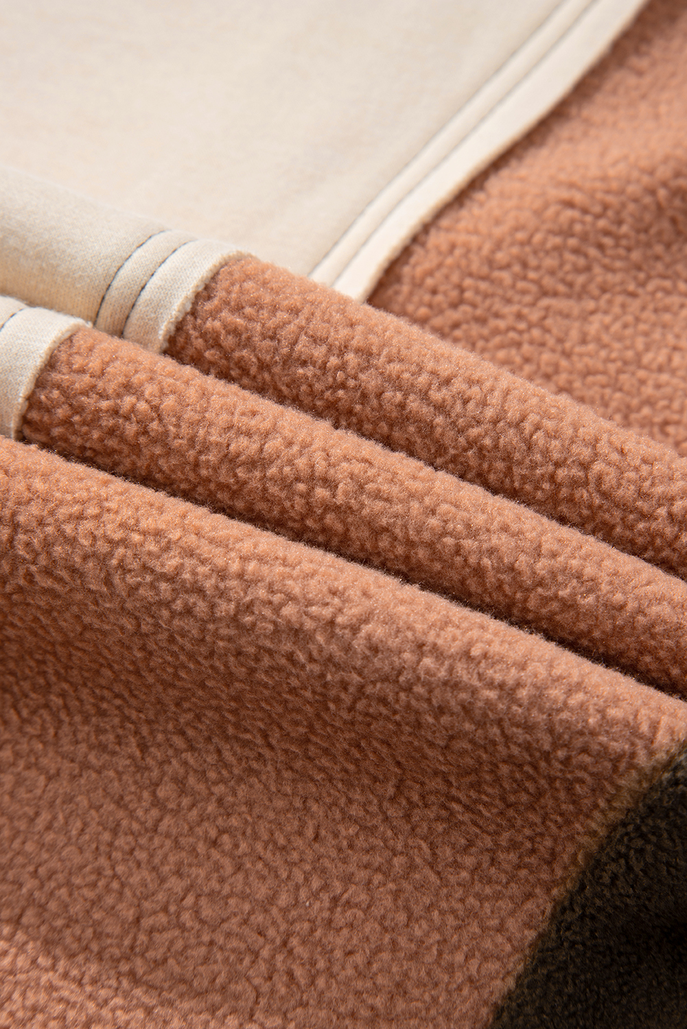 Plus Size Brown Exposed Seam Colorblock  Hoodie