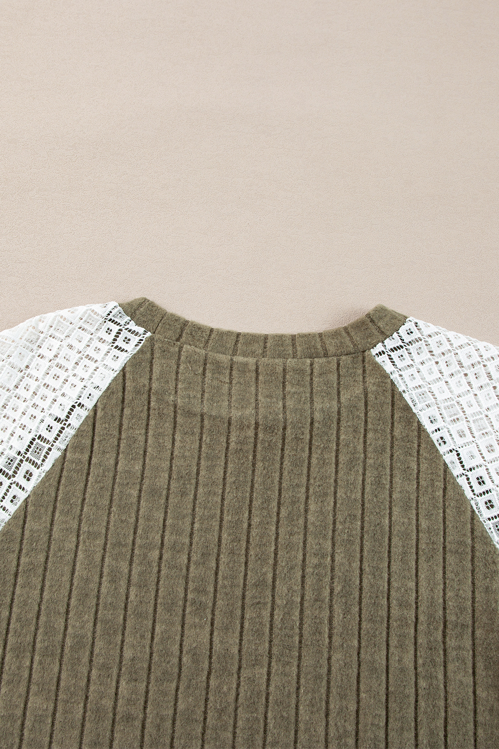 Plus Size Vineyard Green  Textured Floral Patchwork Raglan Sleeve Blouse