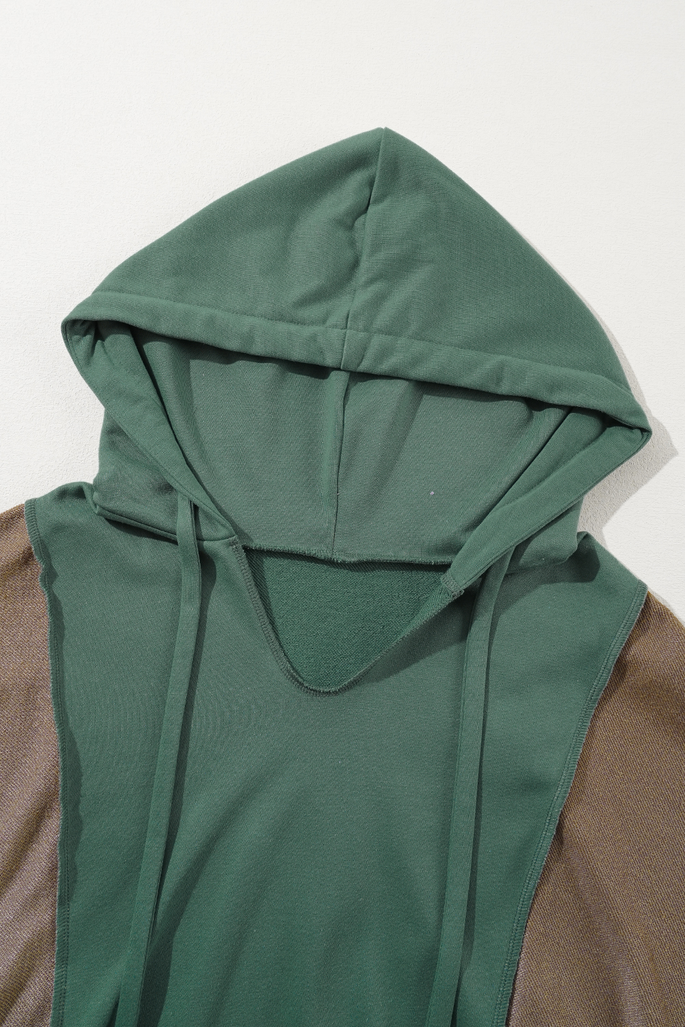 Plus Size Breen  Colorblock Patchwork V Neck Hoodie