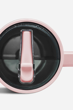 Light Pink Frosted Stainless Handle Large Vacuum Cup with Straw 40oz