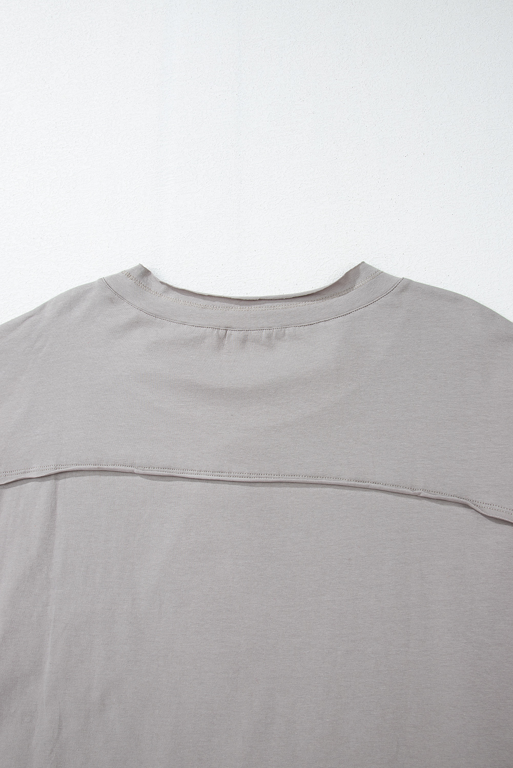 Plus Size Medium Grey Floral Star Patched Pattern 3/4 Sleeve  Top