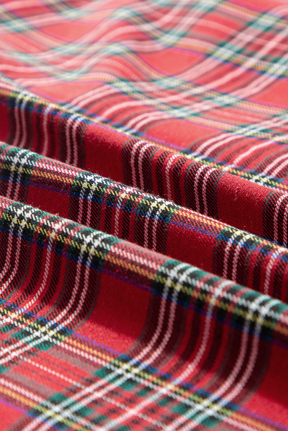 Plus Size Red Plaid Printed Shirt and Pants  Lounge Set