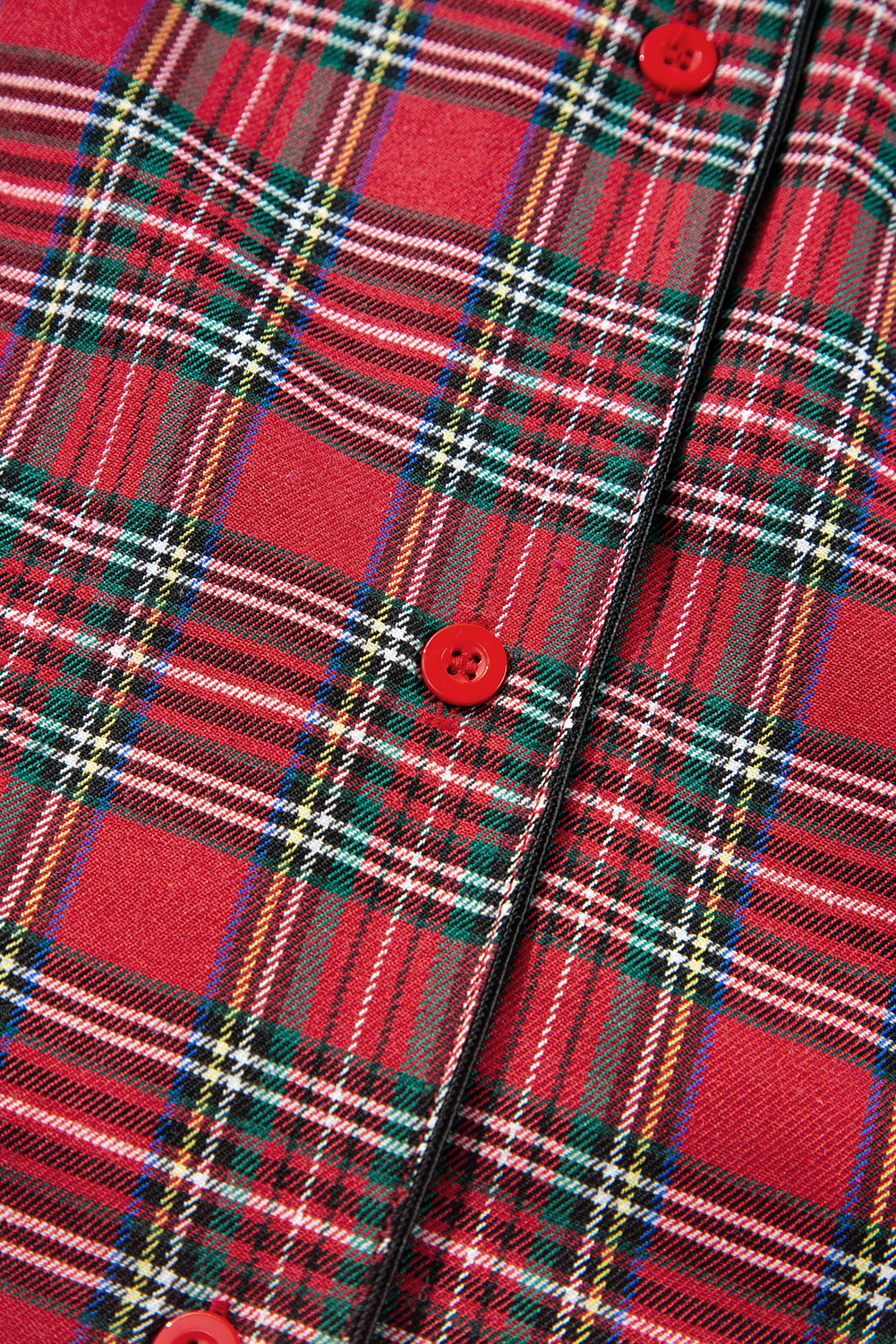 Plus Size Red Plaid Printed Shirt and Pants  Lounge Set