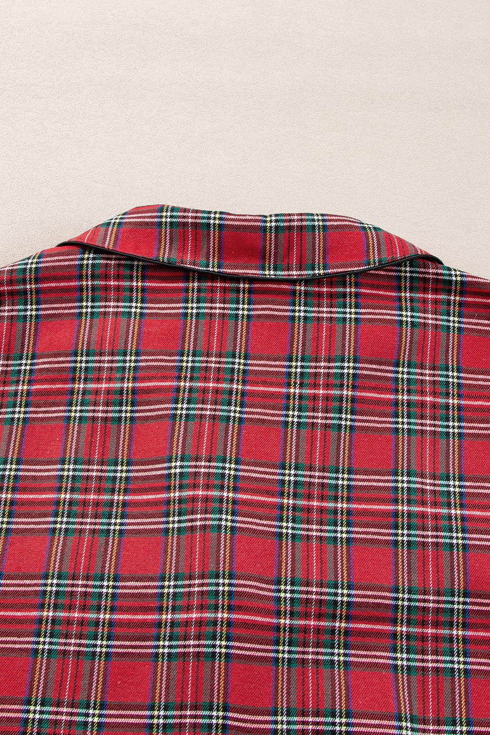 Plus Size Red Plaid Printed Shirt and Pants  Lounge Set