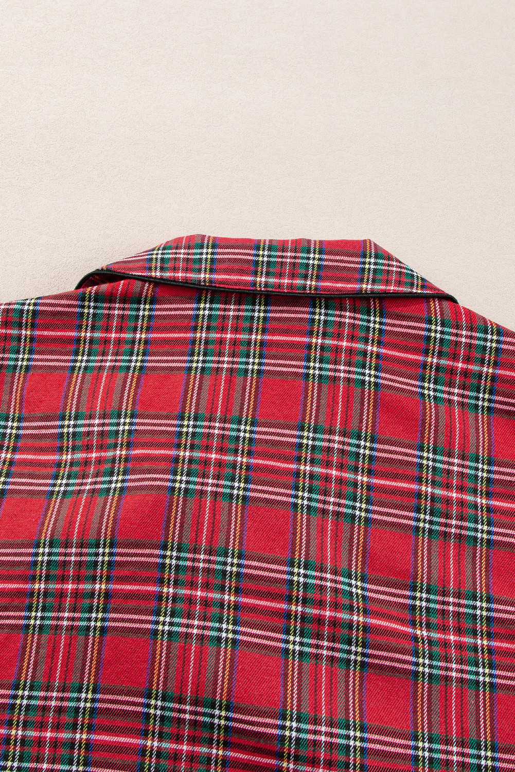 Plus Size Red Plaid Printed Shirt and Pants  Lounge Set