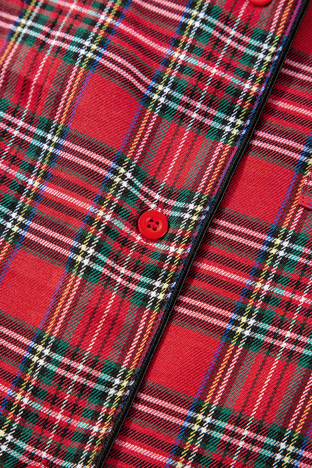 Plus Size Red Plaid Printed Shirt and Pants  Lounge Set