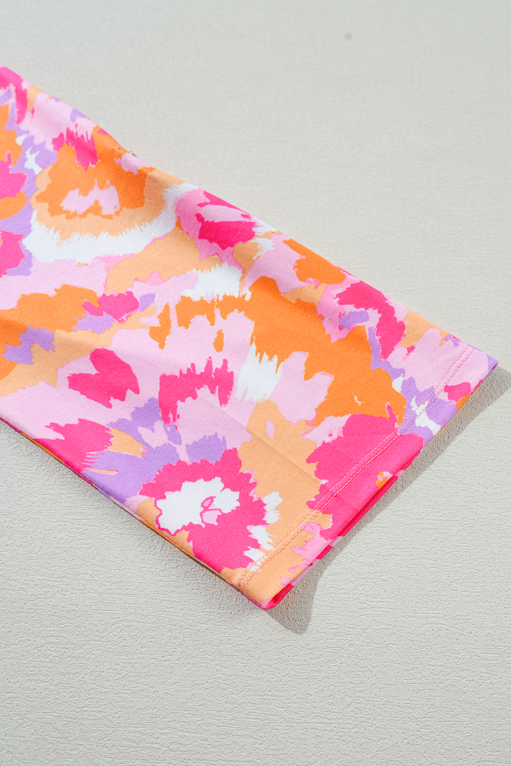 Plus Size Pink  Abstract Floral Print V Neck Blouse