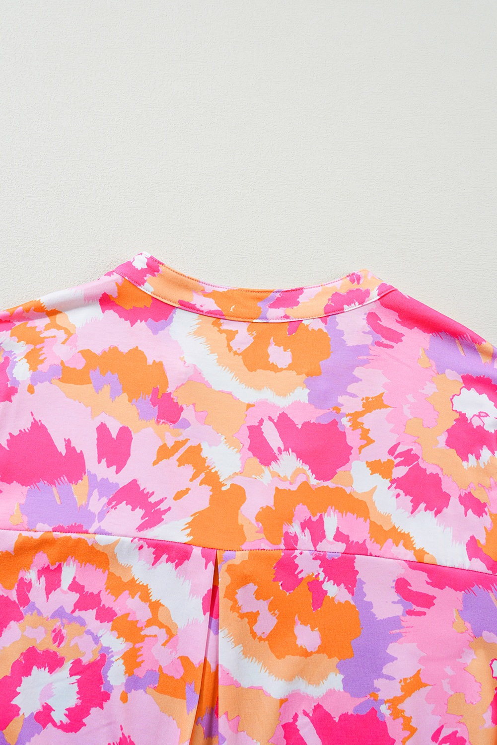 Plus Size Pink  Abstract Floral Print V Neck Blouse