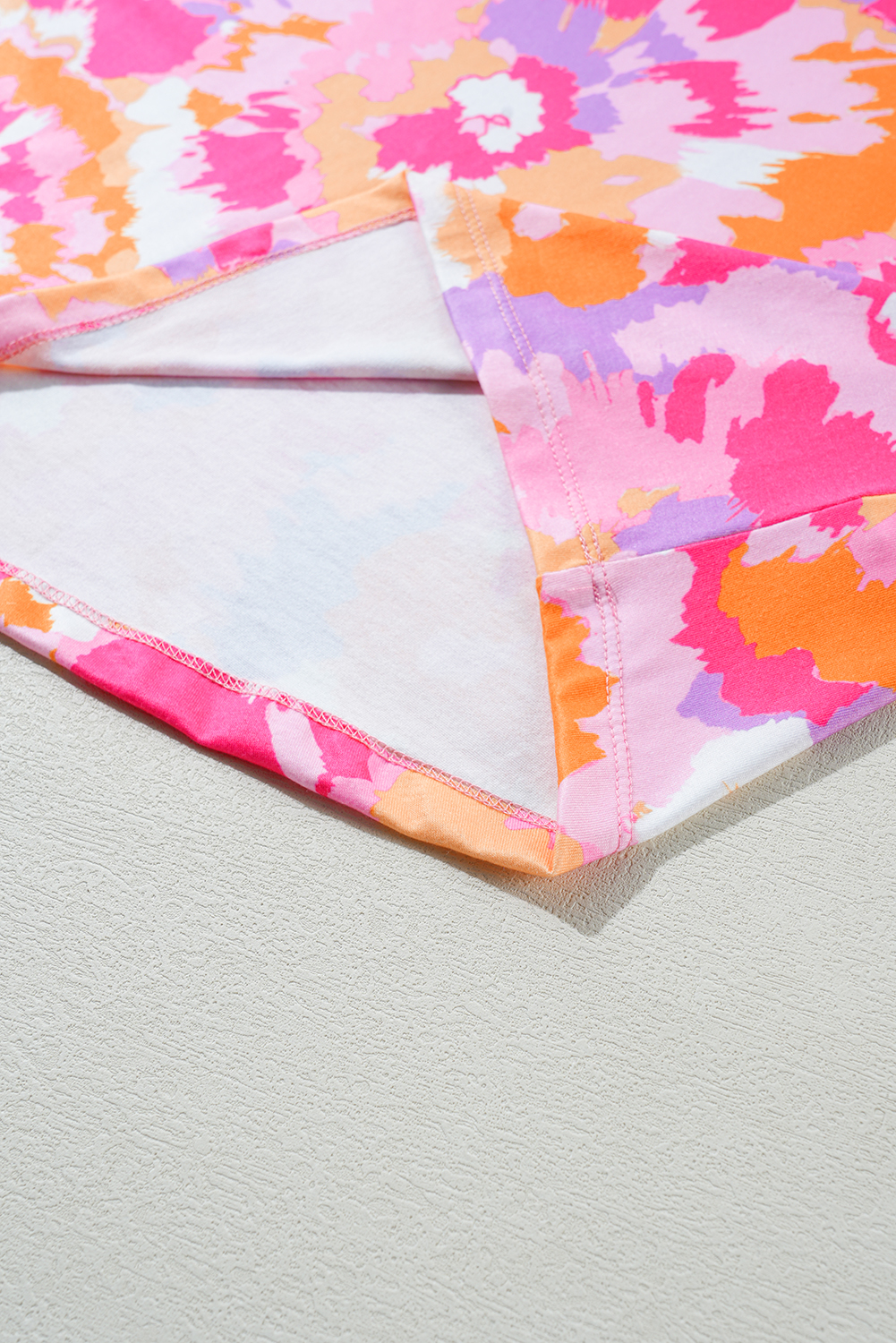 Plus Size Pink  Abstract Floral Print V Neck Blouse