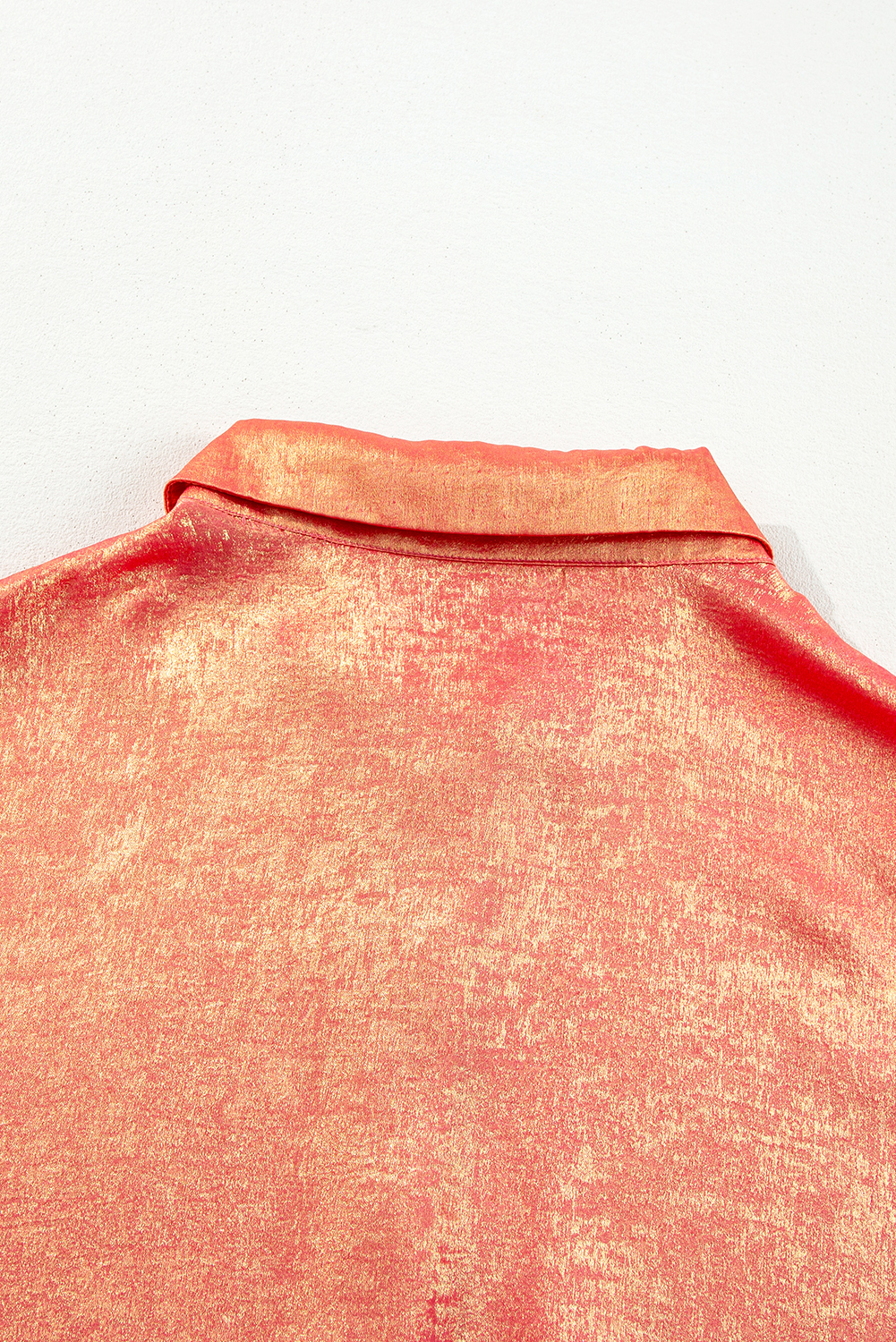 Plus Size Peach Blossom Metallic Balloon Sleeve Shirt  Mini Dress