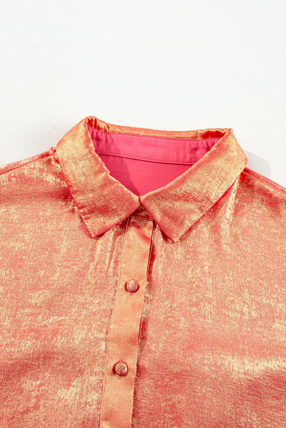 Plus Size Peach Blossom Metallic Balloon Sleeve Shirt  Mini Dress