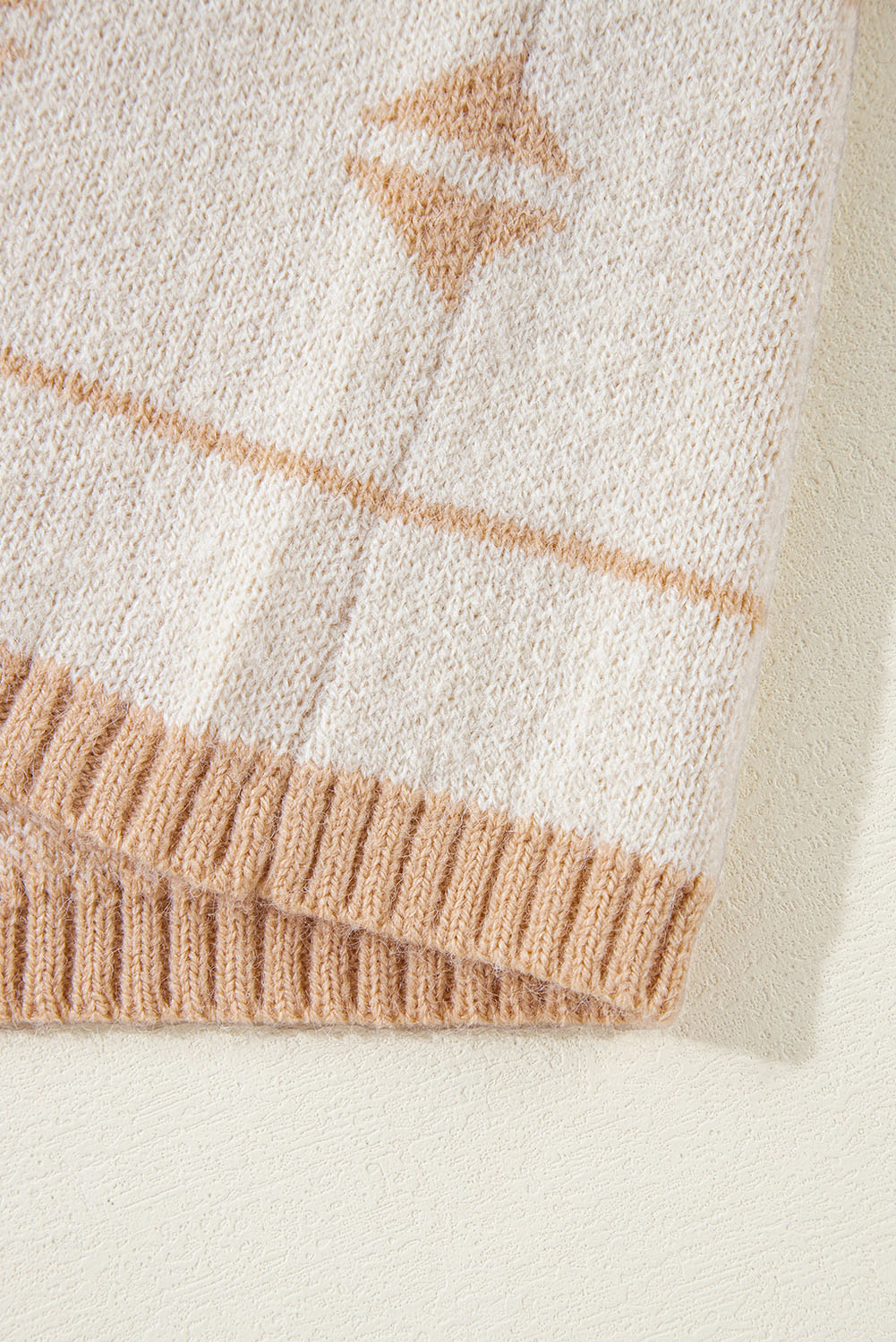 Plus Size Apricot  Western Aztec Print Loose Sweater