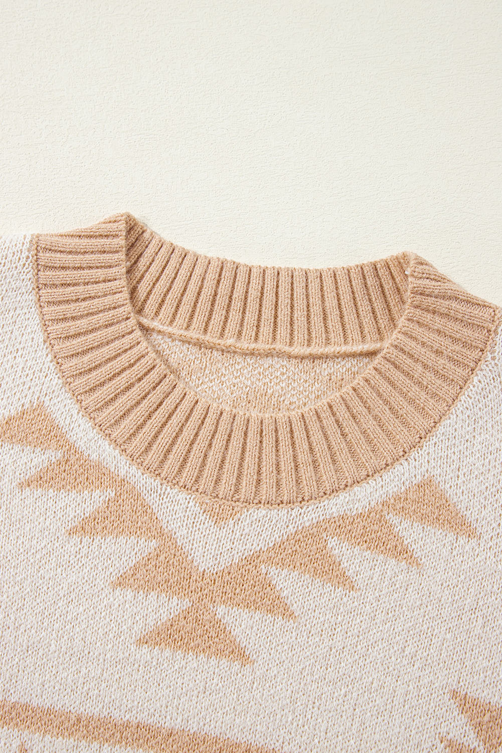 Plus Size Apricot  Western Aztec Print Loose Sweater