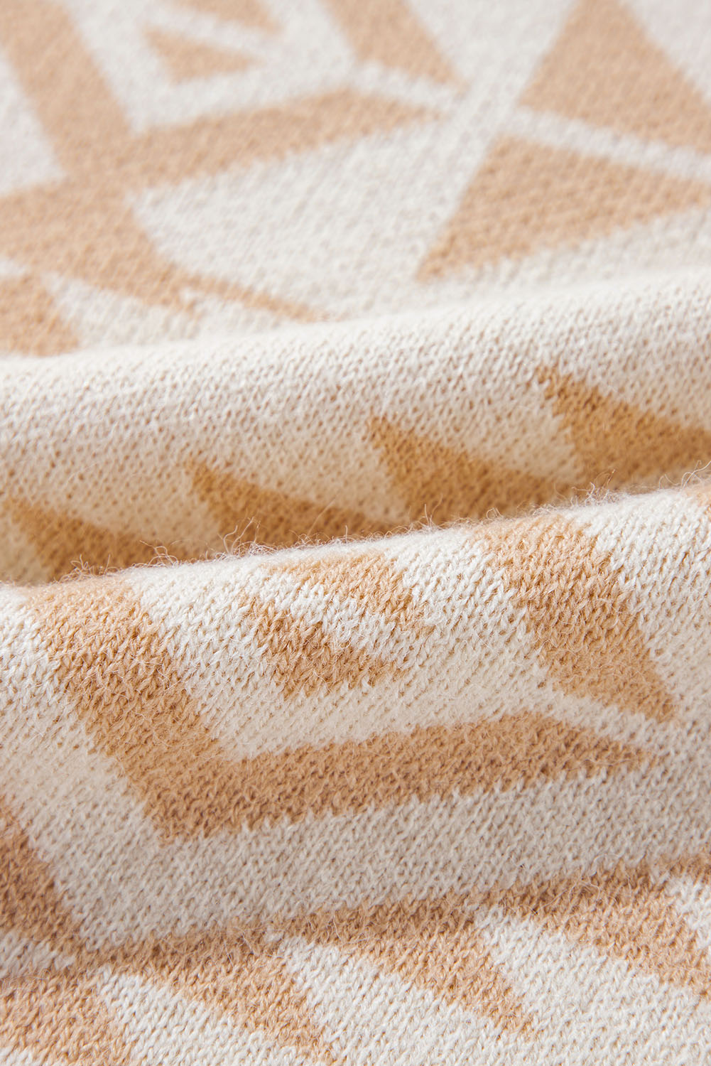 Plus Size Apricot  Western Aztec Print Loose Sweater