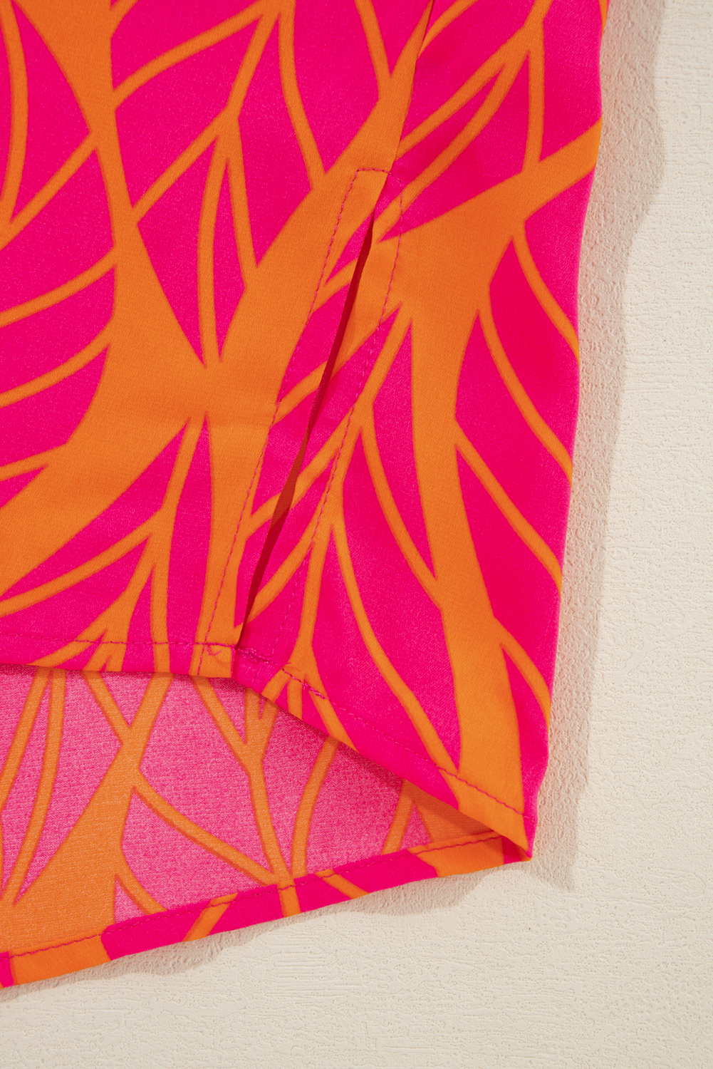 Plus Size Rose Leafy Printed Smocked Lantern Sleeve  Blouse