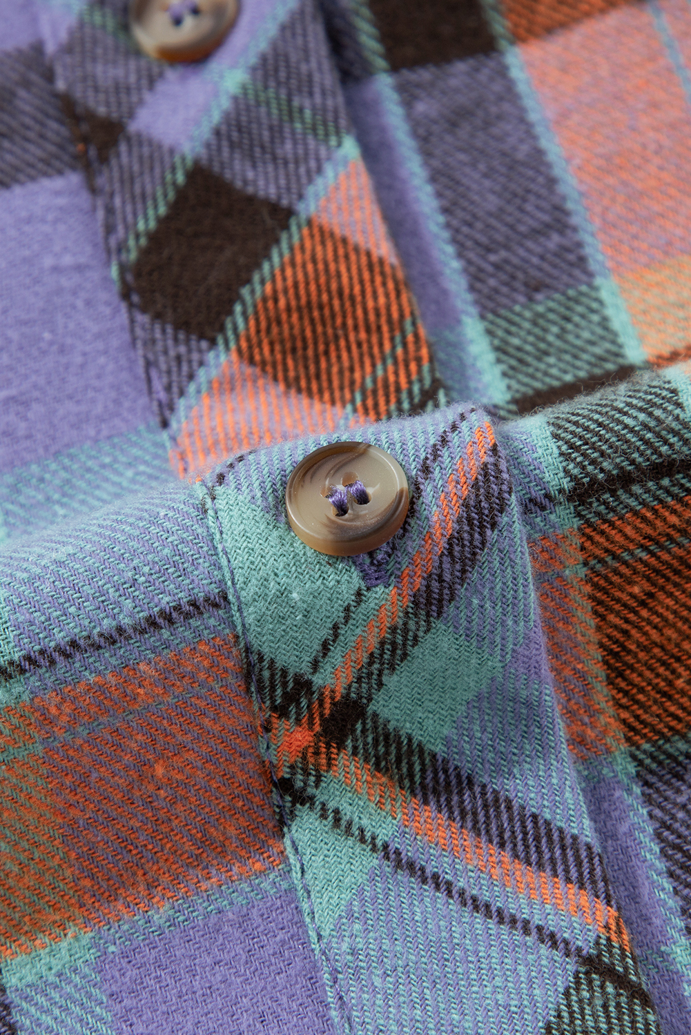 Plus Size Orange  Plaid Print Buttoned Shirt