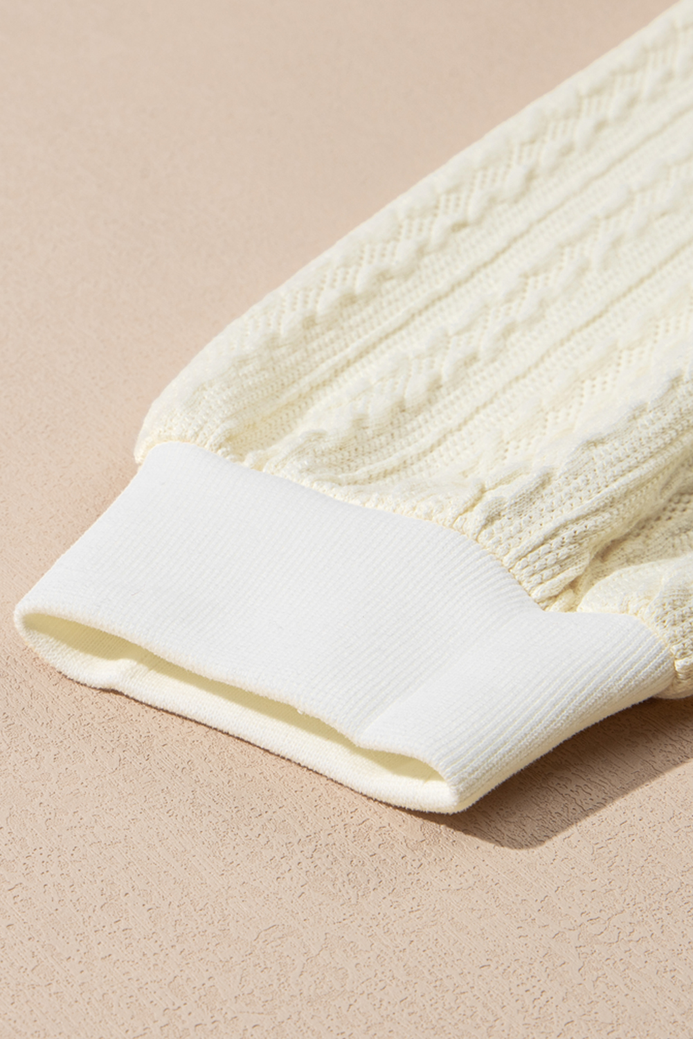 Plus Size Beige Textured Patchwork Exposed Seam  Hoodie