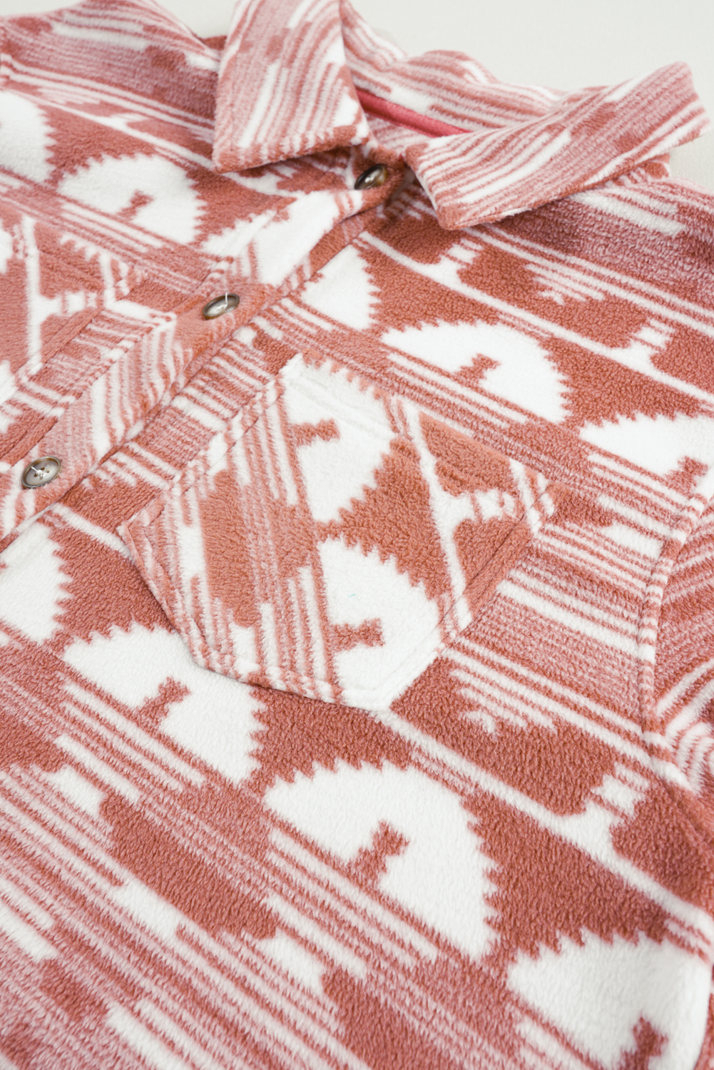 Plus Size Pink  Aztec Print Chest Pocket Shacket