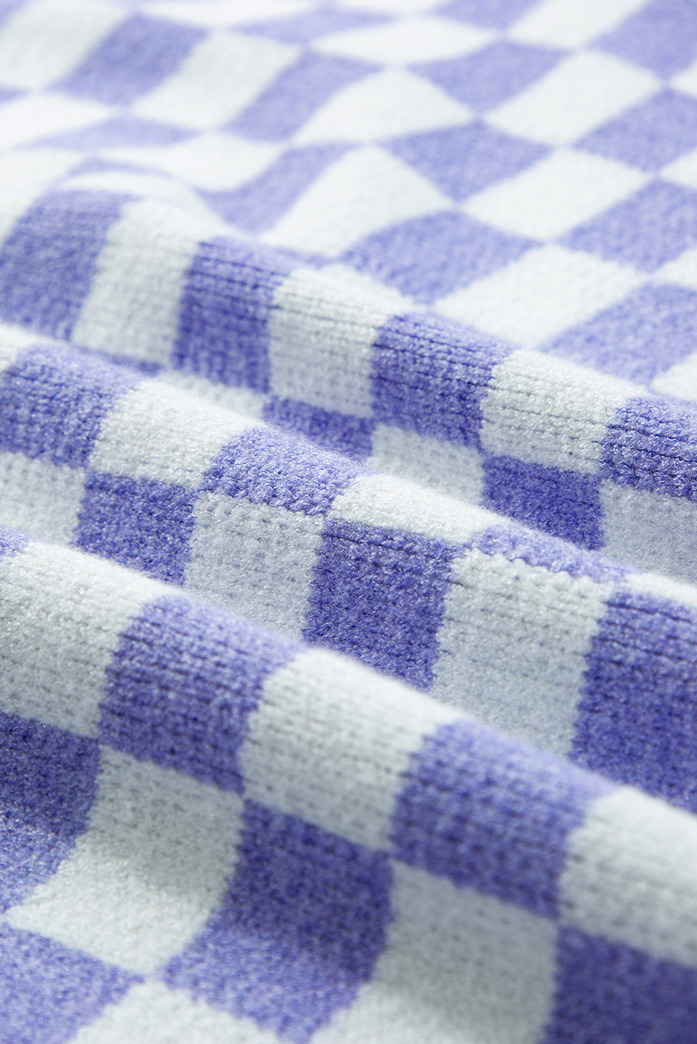 Plus Size Purple Checkered Collared Buttons  Sweater