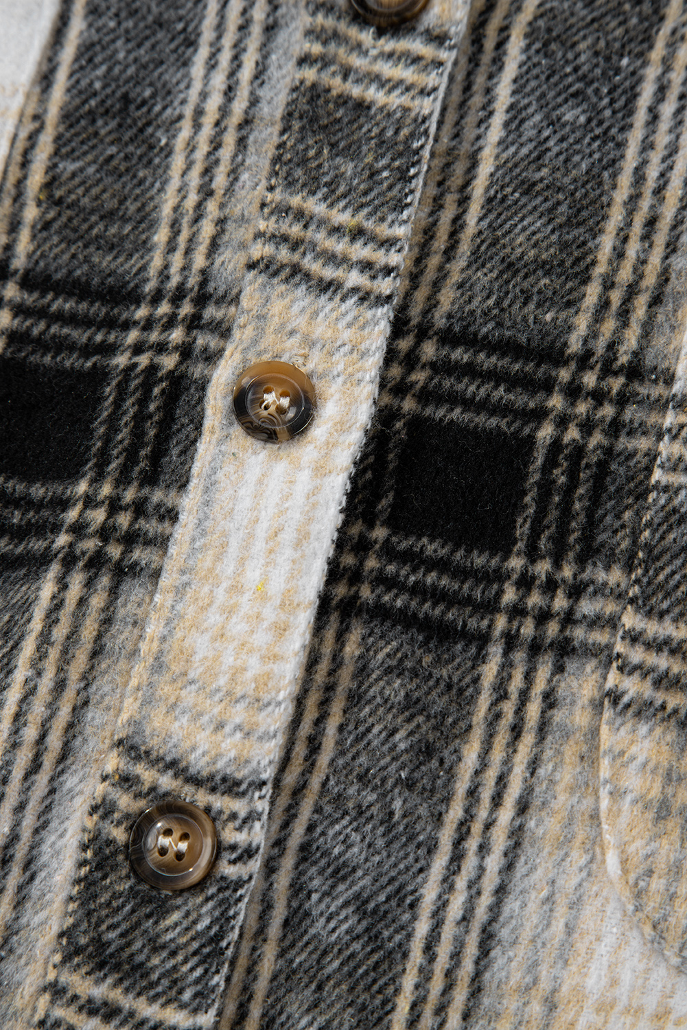 Plus Size Black  Plaid Leopard Printed Patchwork Button Up Shacket