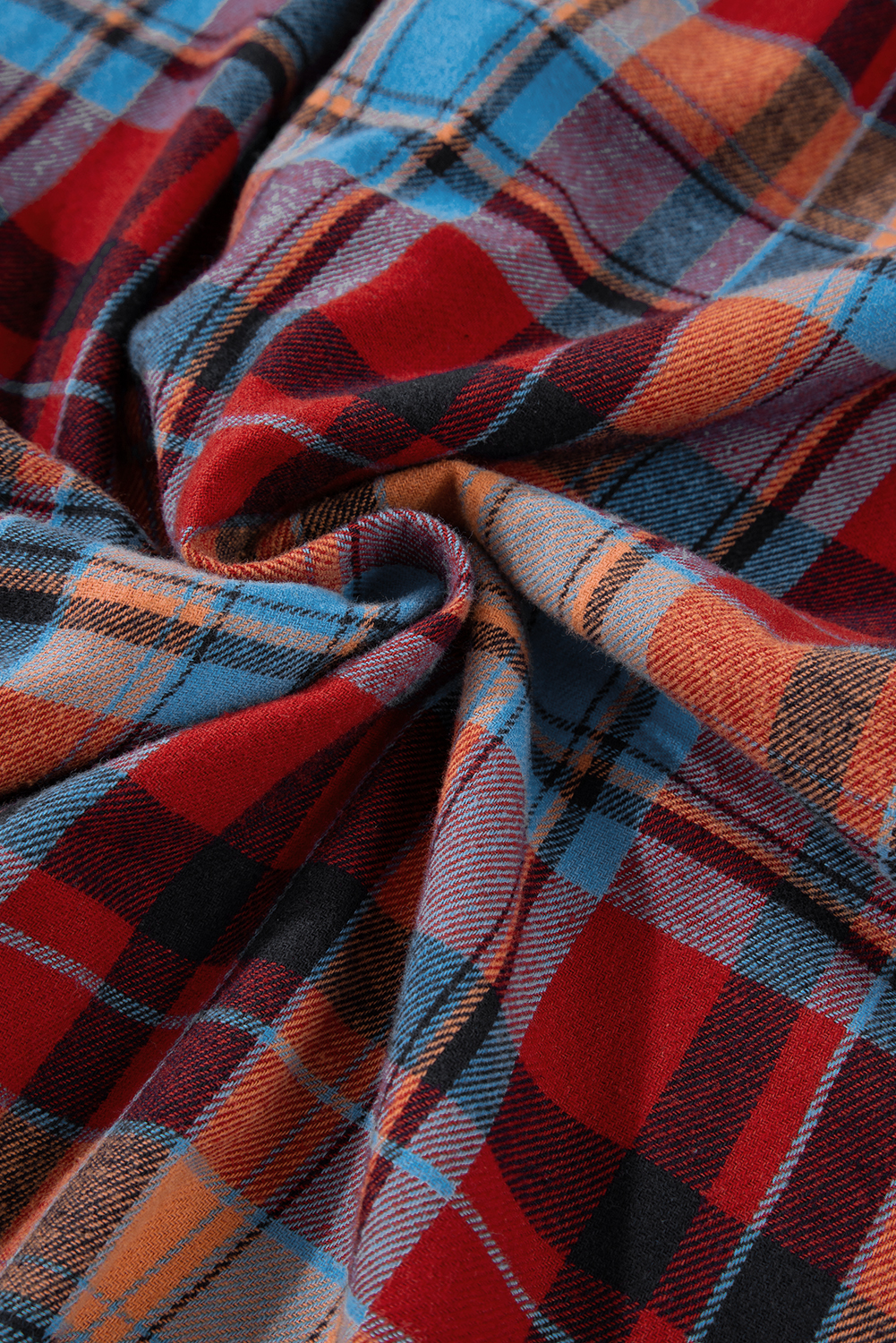 Plus Size Red  Plaid Print Buttoned Shirt