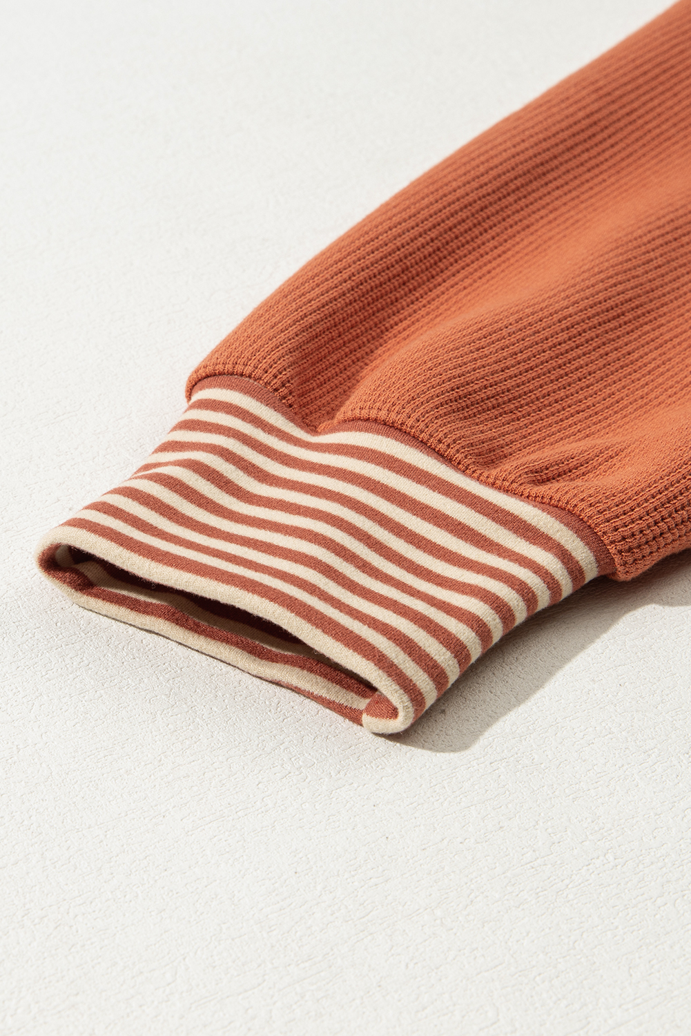 Plus Size Red Stripe Textured Patched Drop Shoulder Buttoned  Sweatshirt