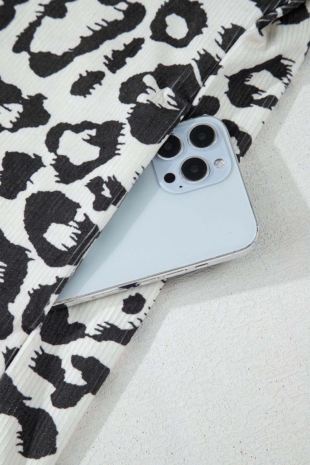 Plus Size Black  Plaid Leopard Printed Patchwork Button Up Shacket