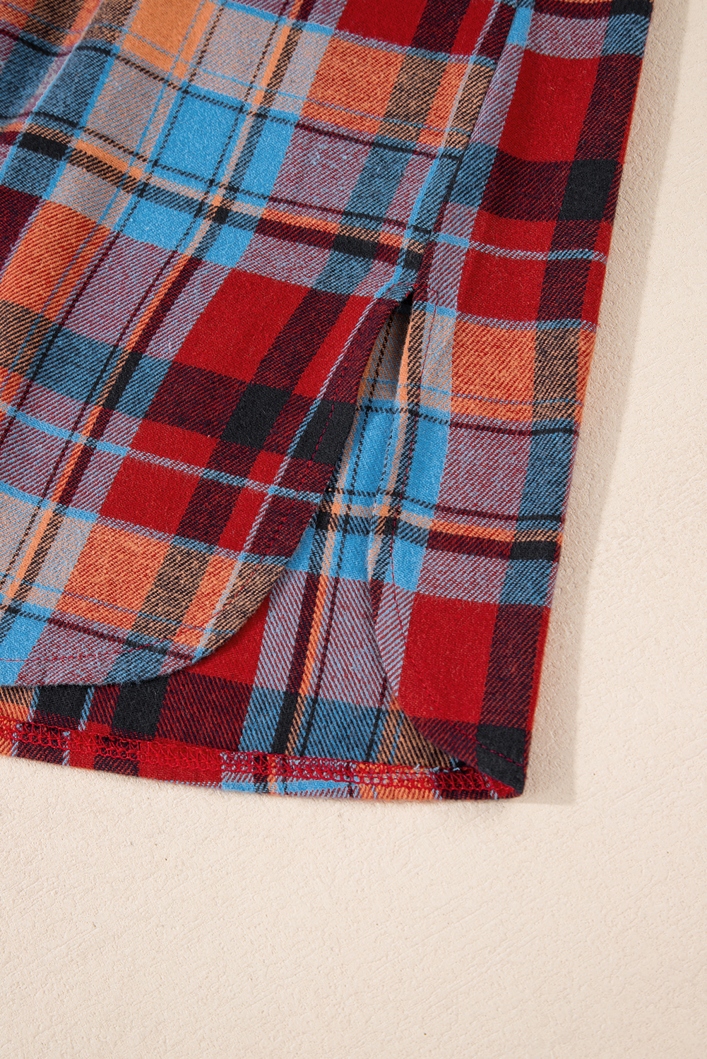 Plus Size Red  Plaid Print Buttoned Shirt