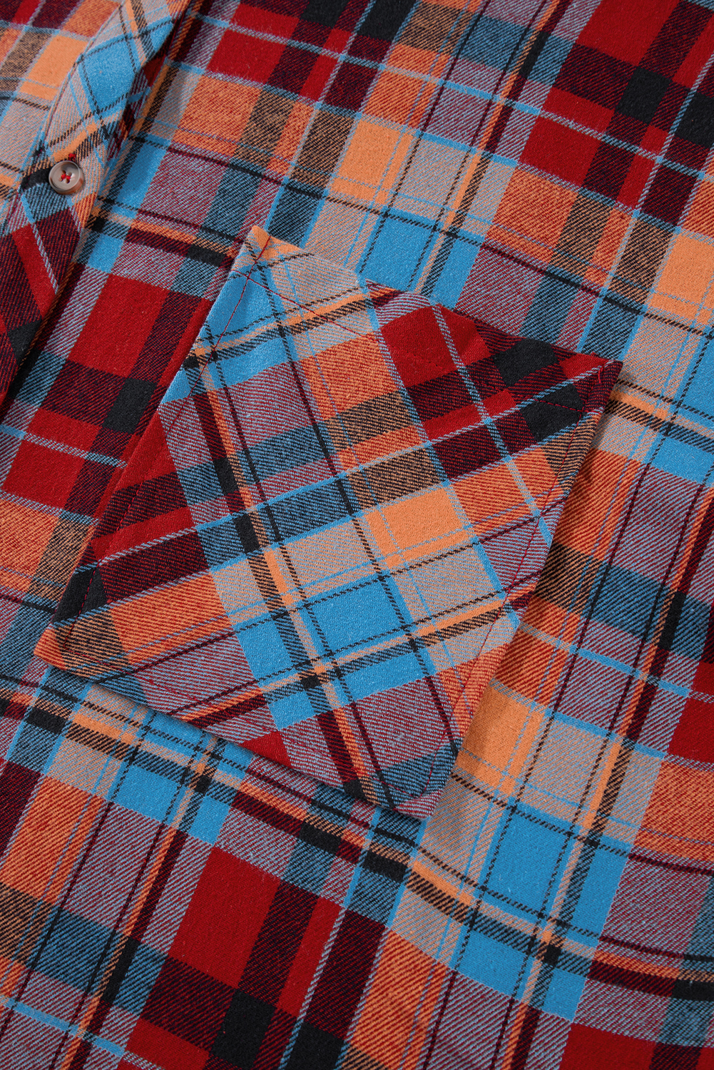 Plus Size Red  Plaid Print Buttoned Shirt