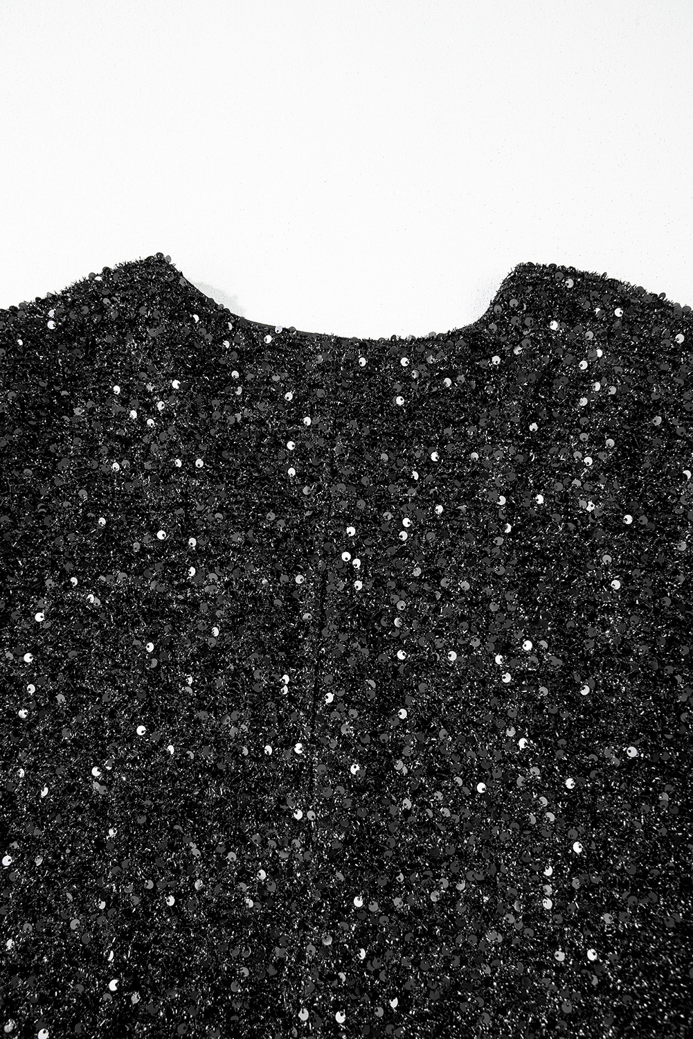 Plus Size Color black  Bubble Sleeve V Neck Sequin Dress