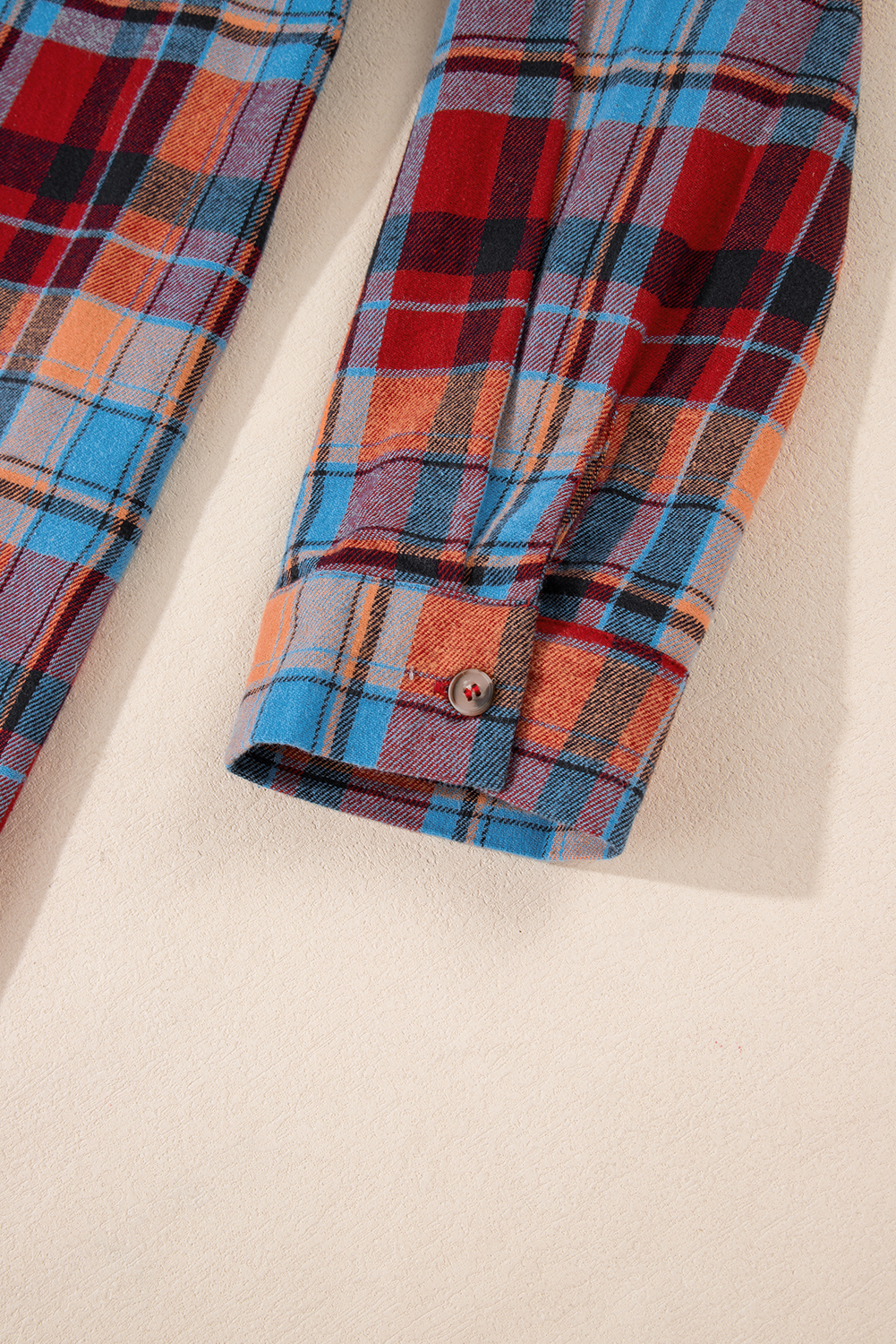 Plus Size Red  Plaid Print Buttoned Shirt