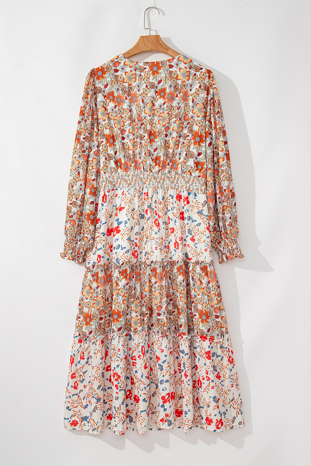 Plus Size Khaki  Floral Tiered Ruffle Maxi Dress