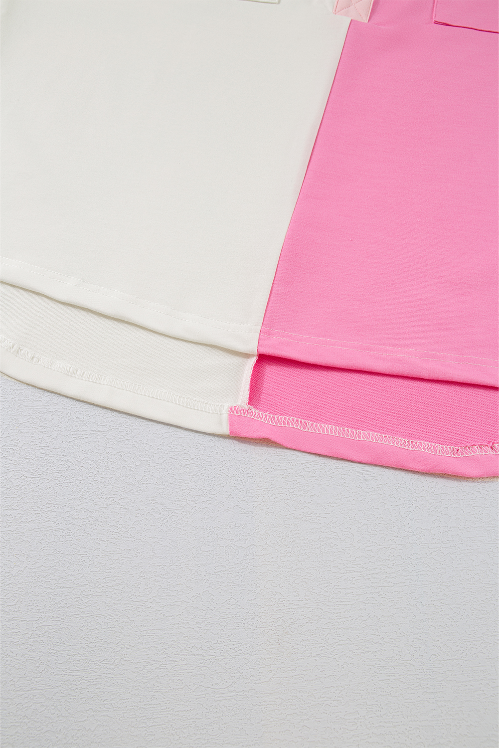 Plus Size Bonbon Color Block Chest Pockets Half Button  Sweatshirt