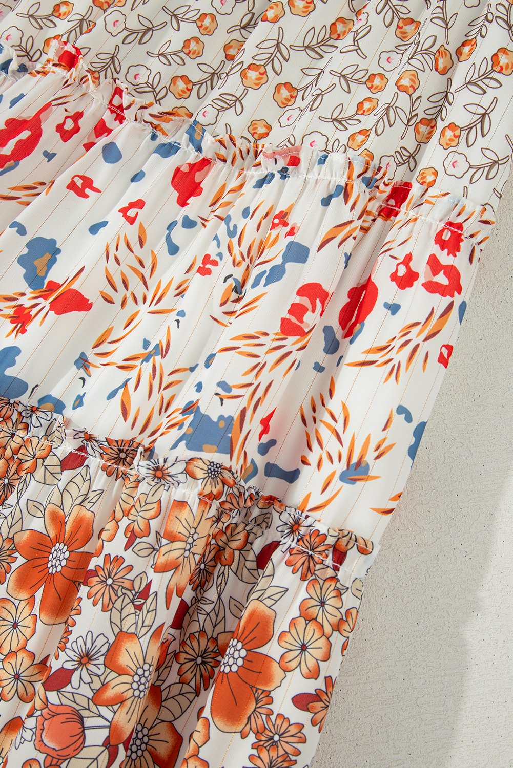 Plus Size Khaki  Floral Tiered Ruffle Maxi Dress