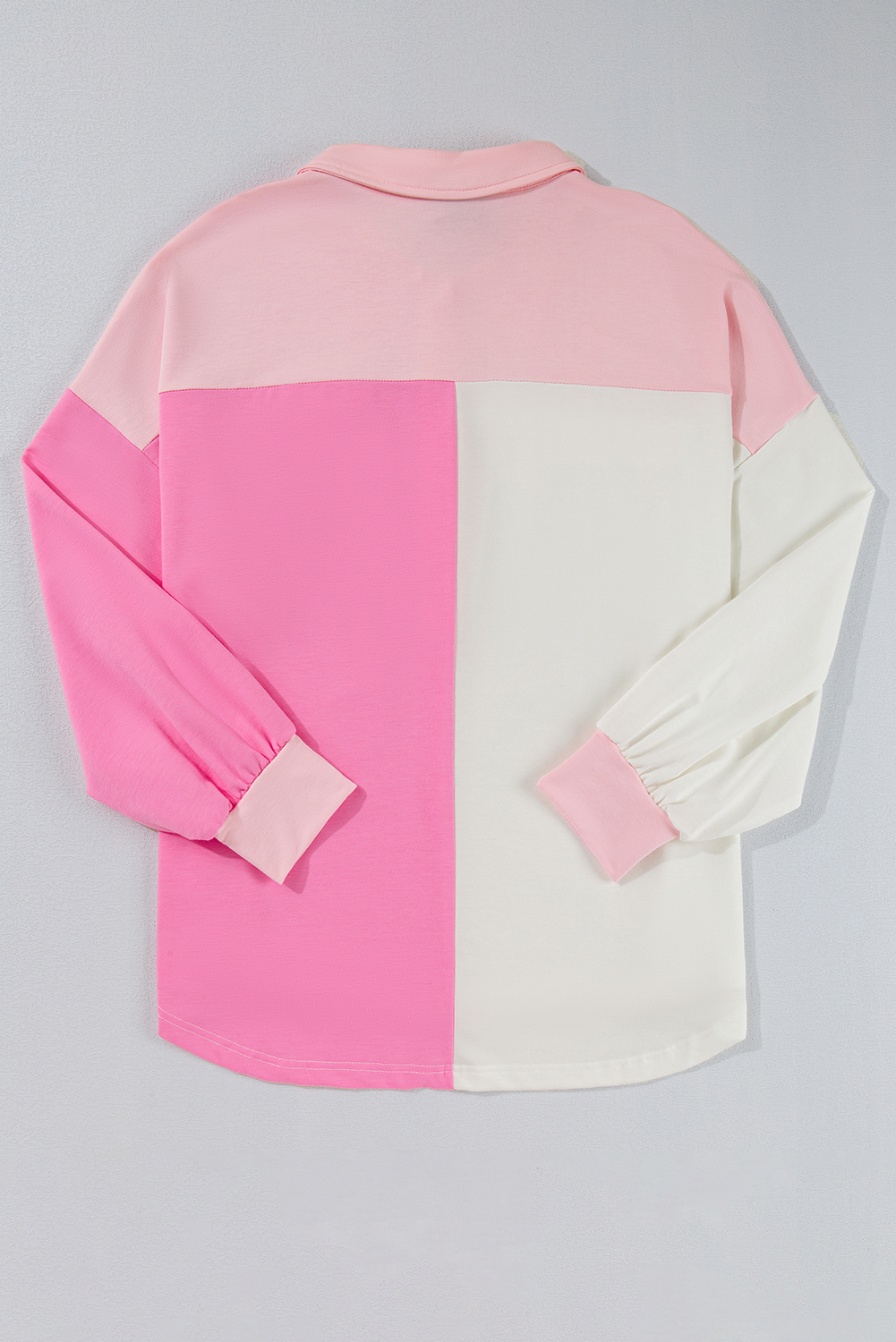 Plus Size Bonbon Color Block Chest Pockets Half Button  Sweatshirt