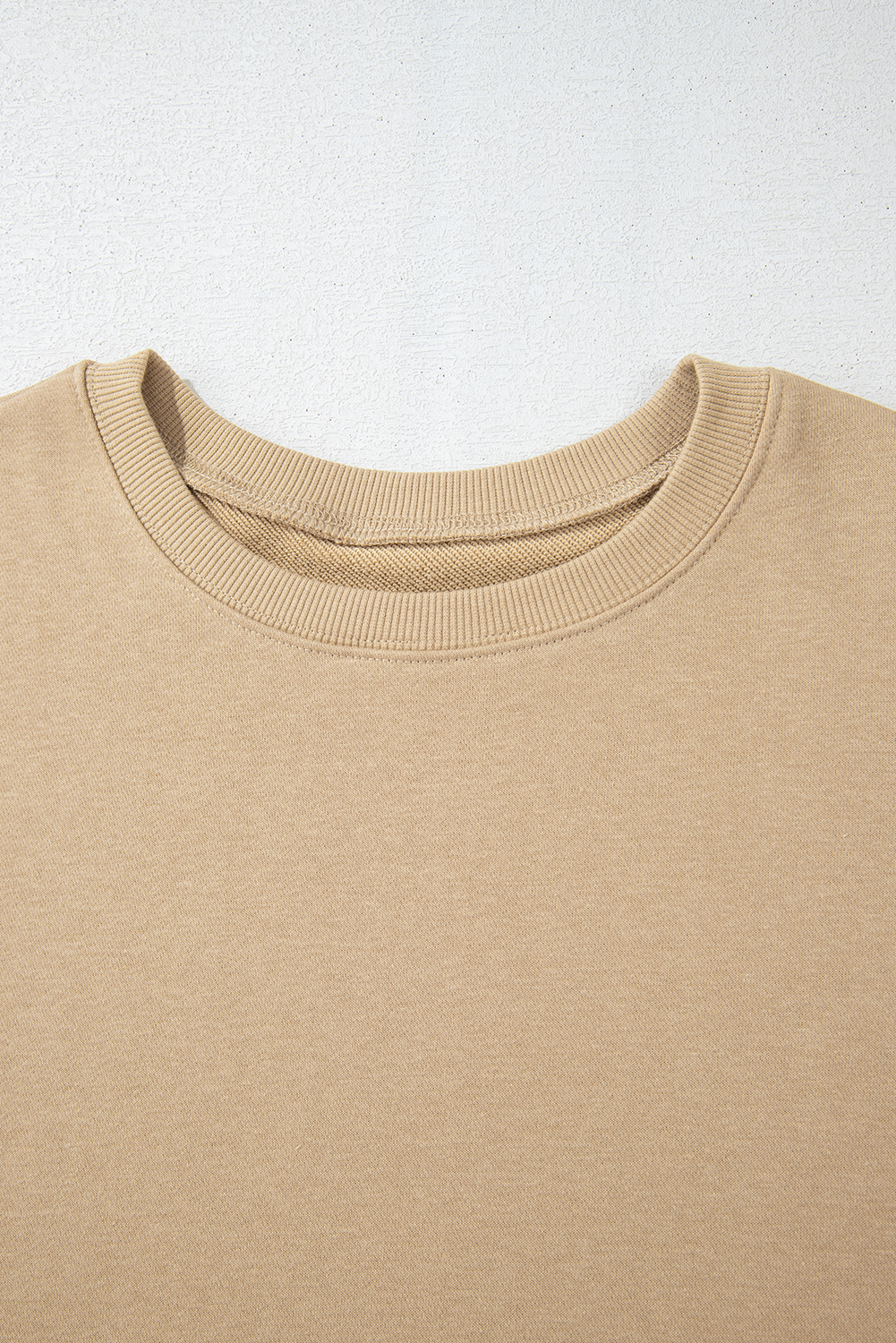 Plus Size Apricot Solid Crew Neck Drop Shoulder  Sweatshirt