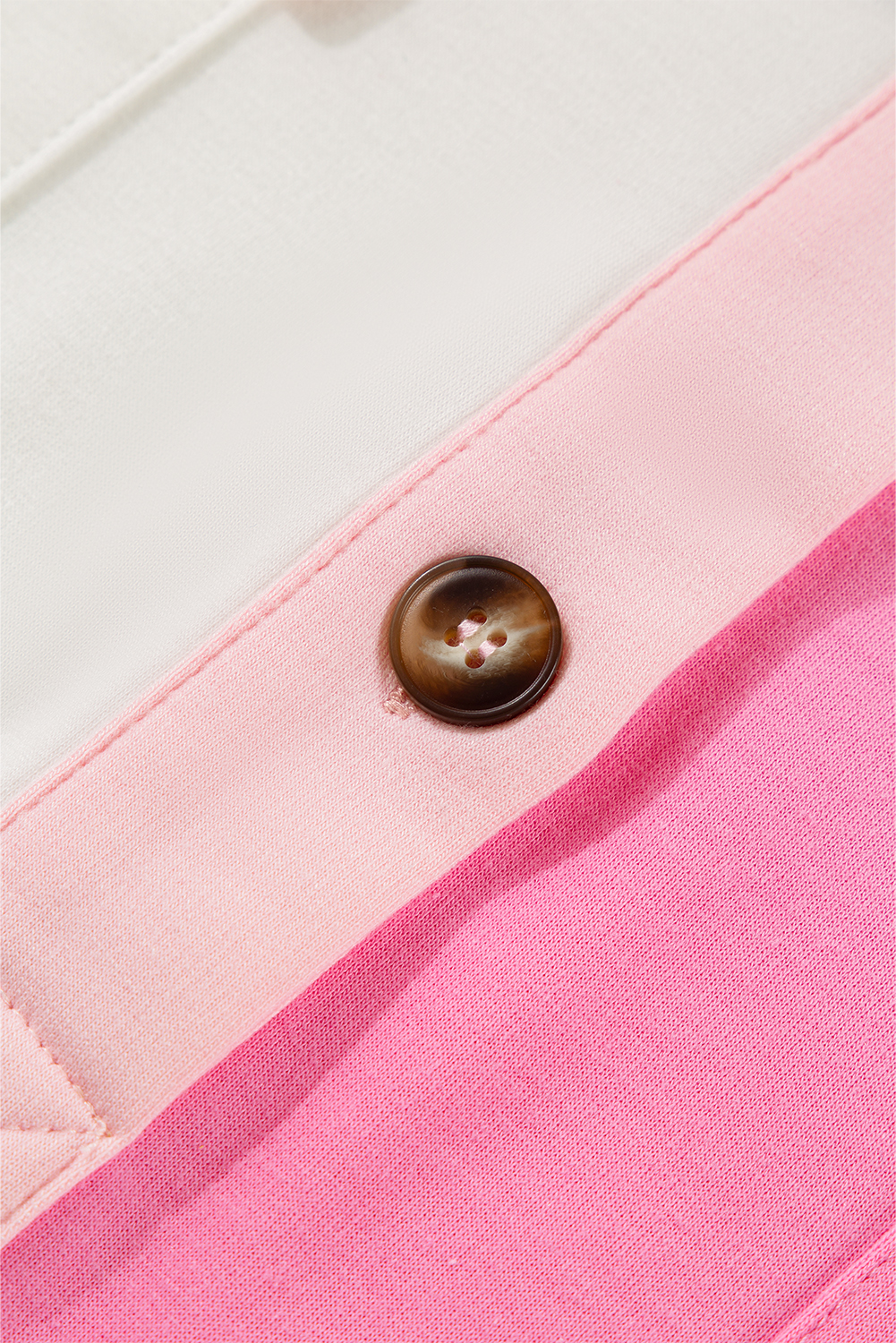 Plus Size Bonbon Color Block Chest Pockets Half Button  Sweatshirt