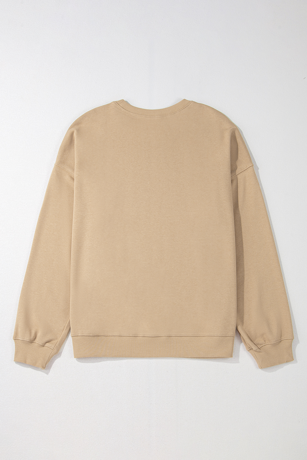Plus Size Apricot Solid Crew Neck Drop Shoulder  Sweatshirt